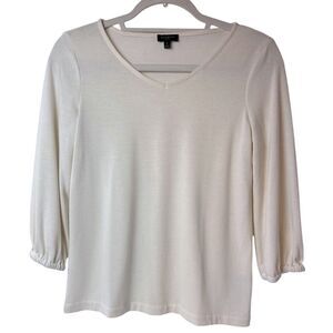Talbots V-Neck Long Sleeve Top Off White Size 2p